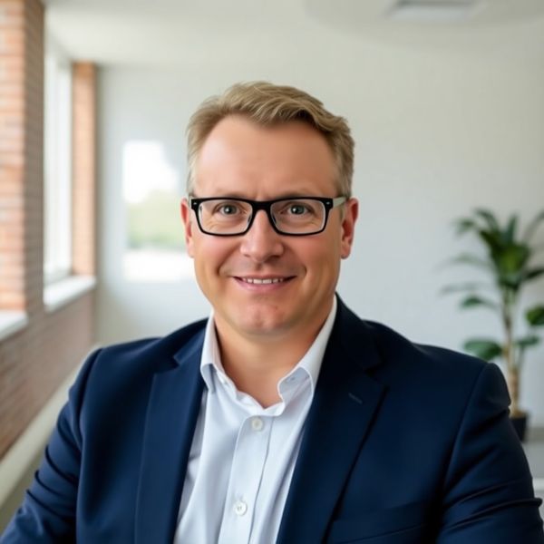 Professioneel portret van een adviseur bij natuurlijk lichtvenster